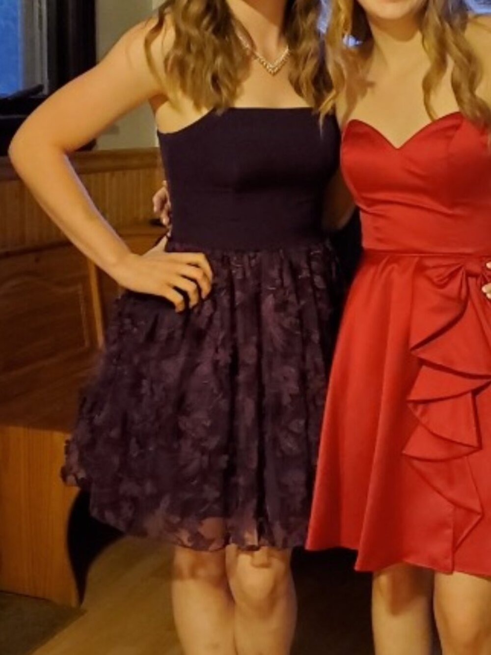 3D Flower Dark Purple Homecoming or Semi-Formal Dress